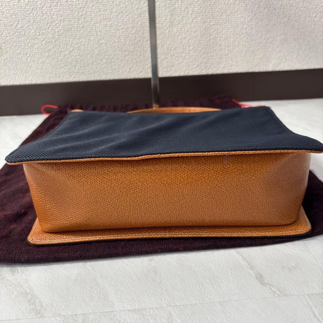 Valentino Garavani Hand Bag Tote Purse Charm Leather Canvas Navy Authentic