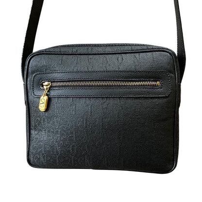 Valentino Garavani Shoulder Bag Purse Monogram Canvas Leather Black Authentic