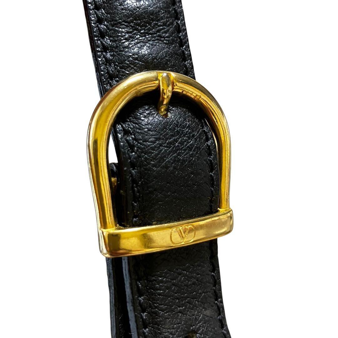 Valentino Garavani Shoulder Bag Purse Monogram Canvas Leather Black Authentic