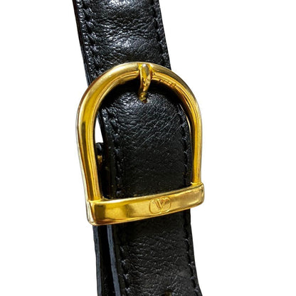 Valentino Garavani Shoulder Bag Purse Monogram Canvas Leather Black Authentic