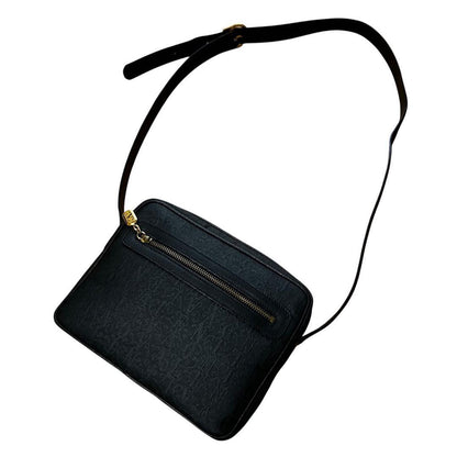 Valentino Garavani Shoulder Bag Purse Monogram Canvas Leather Black Authentic