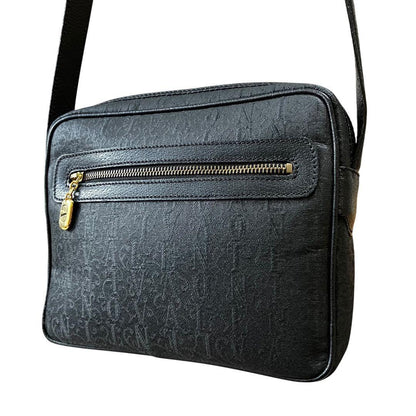 Valentino Garavani Shoulder Bag Purse Monogram Canvas Leather Black Authentic