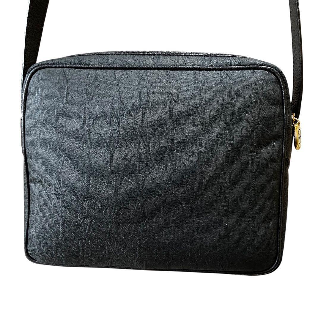 Valentino Garavani Shoulder Bag Purse Monogram Canvas Leather Black Authentic