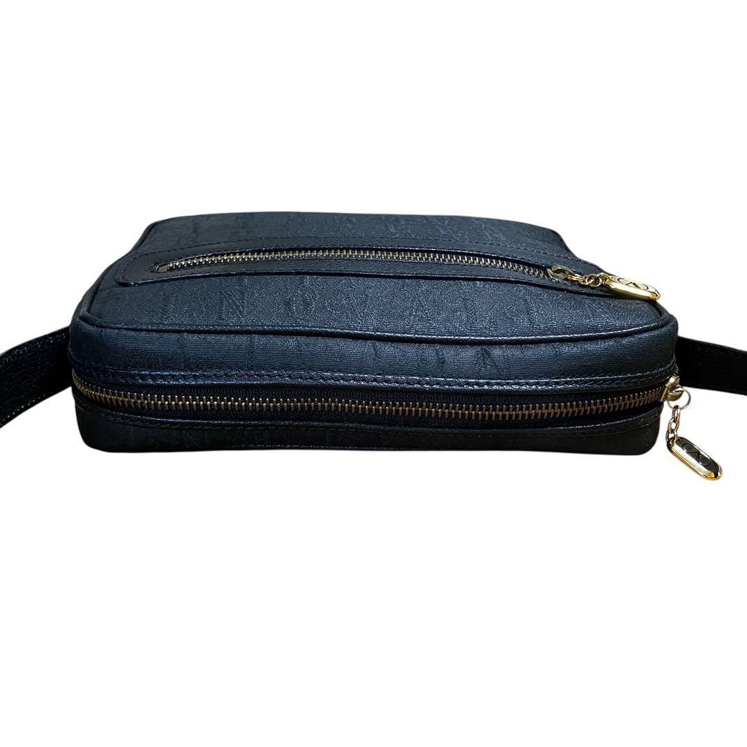 Valentino Garavani Shoulder Bag Purse Monogram Canvas Leather Black Authentic