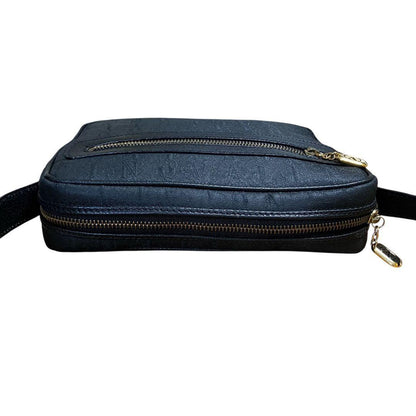 Valentino Garavani Shoulder Bag Purse Monogram Canvas Leather Black Authentic