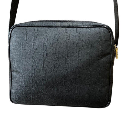 Valentino Garavani Shoulder Bag Purse Monogram Canvas Leather Black Authentic