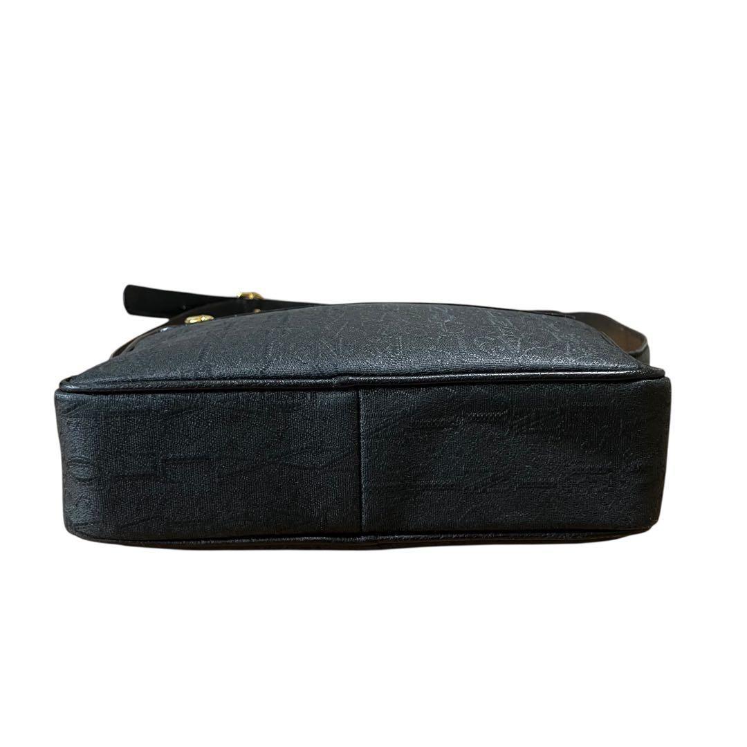 Valentino Garavani Shoulder Bag Purse Monogram Canvas Leather Black Authentic