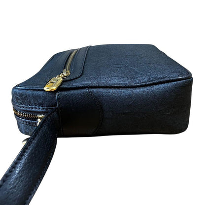 Valentino Garavani Shoulder Bag Purse Monogram Canvas Leather Black Authentic