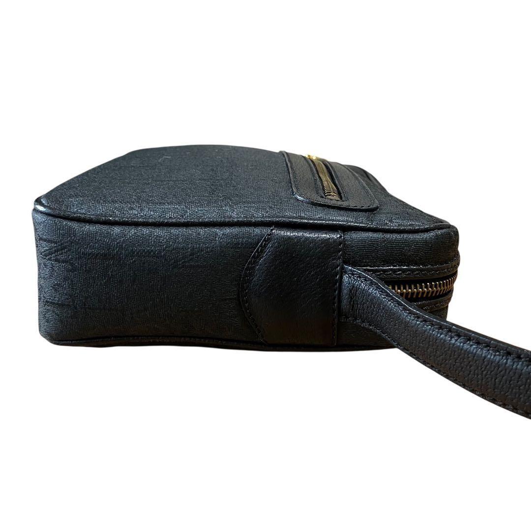 Valentino Garavani Shoulder Bag Purse Monogram Canvas Leather Black Authentic