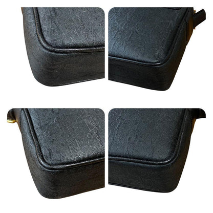 Valentino Garavani Shoulder Bag Purse Monogram Canvas Leather Black Authentic