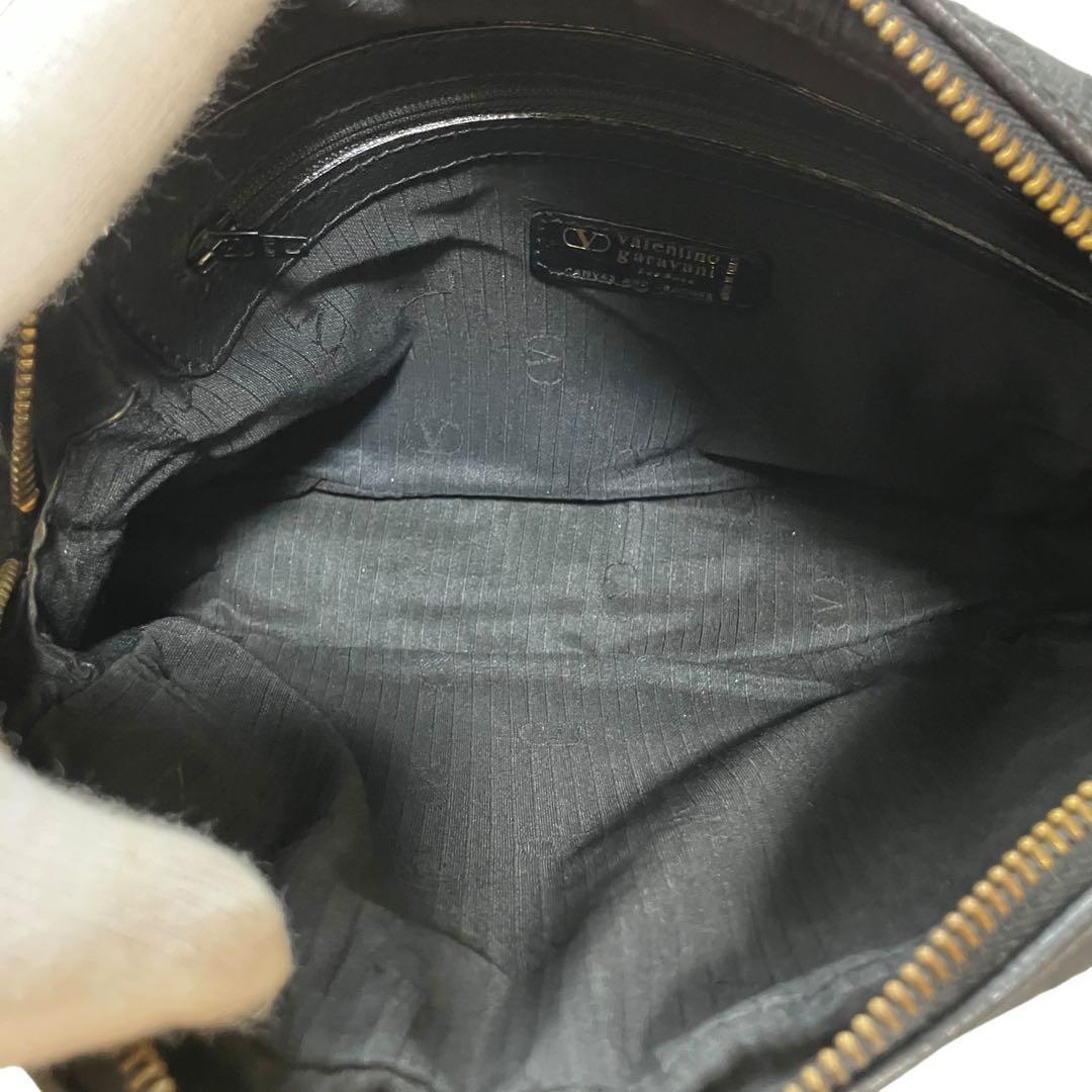Valentino Garavani Shoulder Bag Purse Monogram Canvas Leather Black Authentic