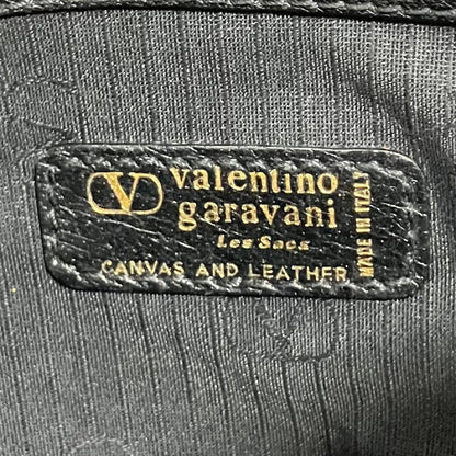 Valentino Garavani Shoulder Bag Purse Monogram Canvas Leather Black Authentic