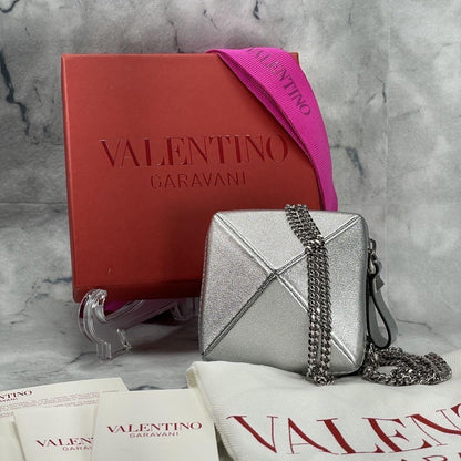 Valentino Garavani Shoulder Bag Purse Silver Authentic