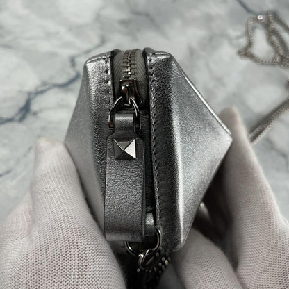 Valentino Garavani Shoulder Bag Purse Silver Authentic