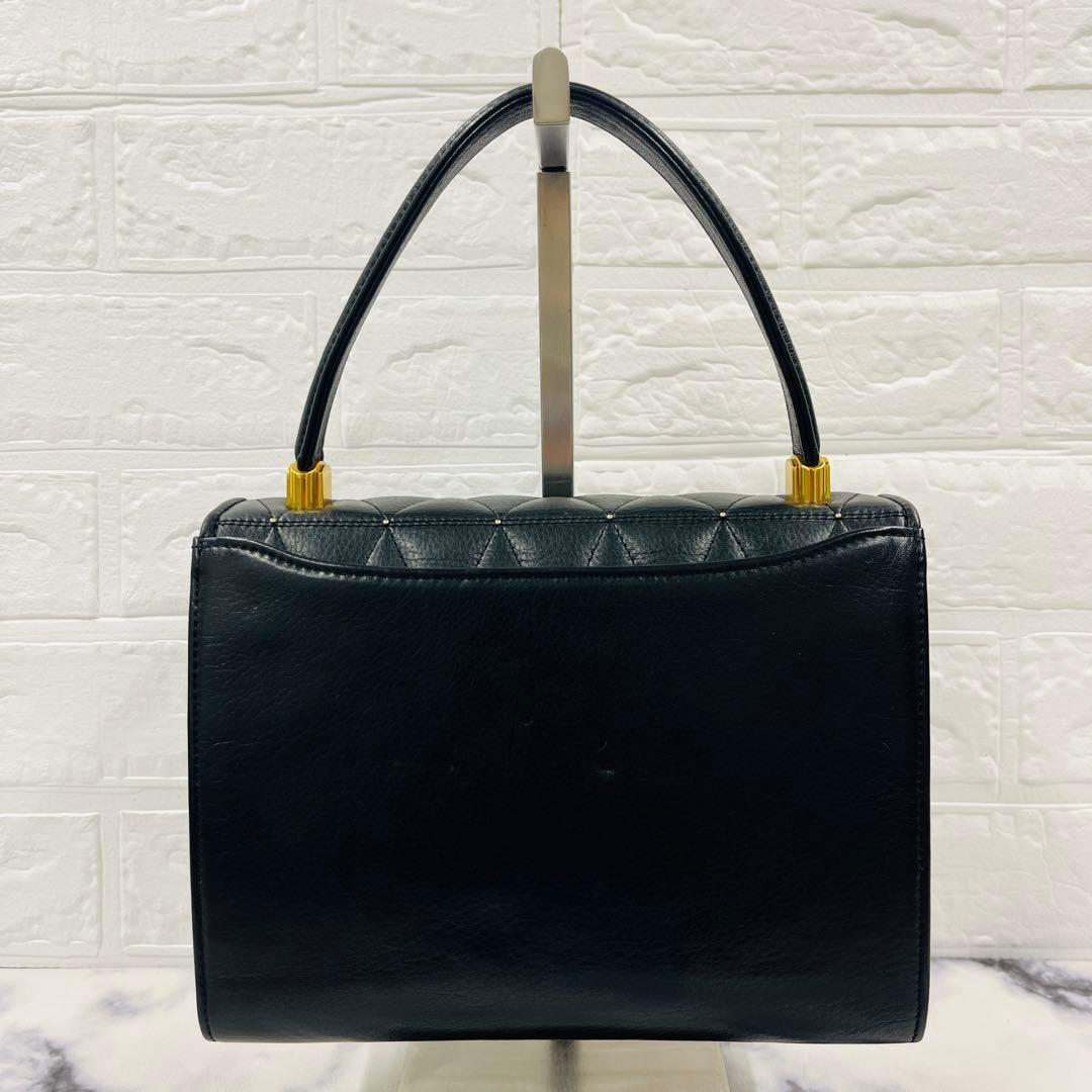 Valentino Garavani Hand Bag Tote Purse Logo Leather Black Authentic