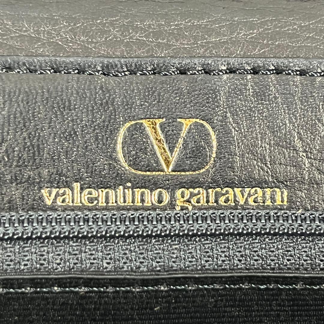 Valentino Garavani Hand Bag Tote Purse Logo Leather Black Authentic