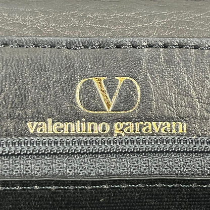 Valentino Garavani Hand Bag Tote Purse Logo Leather Black Authentic