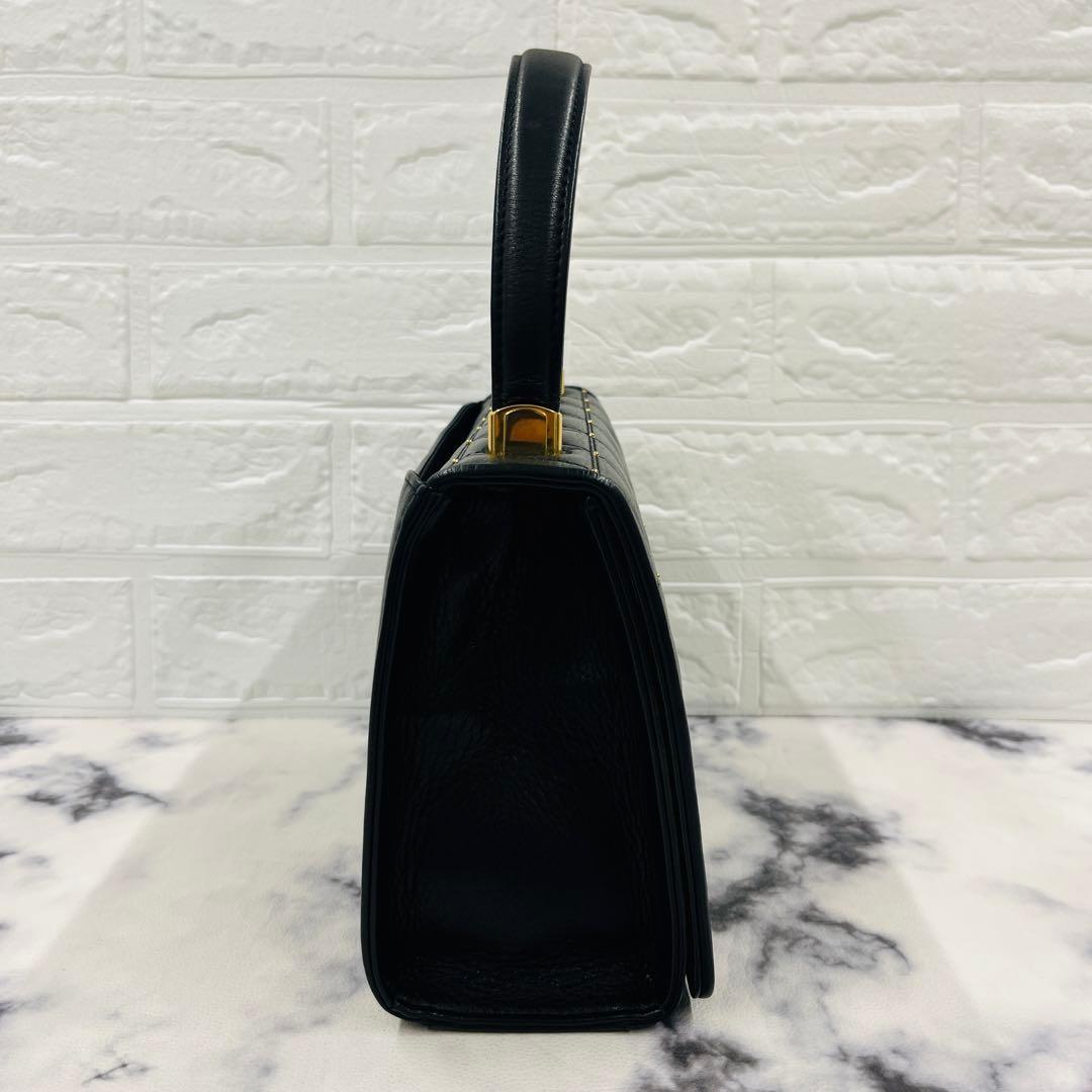 Valentino Garavani Hand Bag Tote Purse Logo Leather Black Authentic