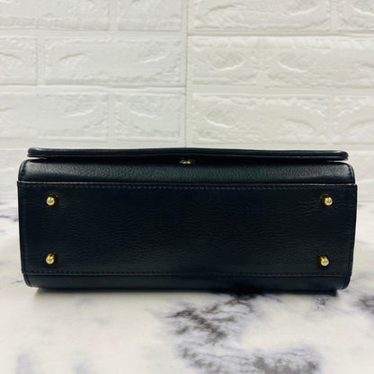 Valentino Garavani Hand Bag Tote Purse Logo Leather Black Authentic