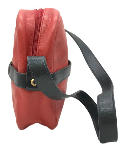 Christian Dior Shoulder Bag Purse CD Leather Red Authentic