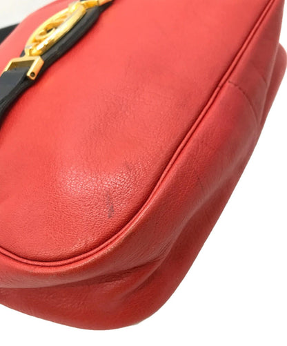 Christian Dior Shoulder Bag Purse CD Leather Red Authentic