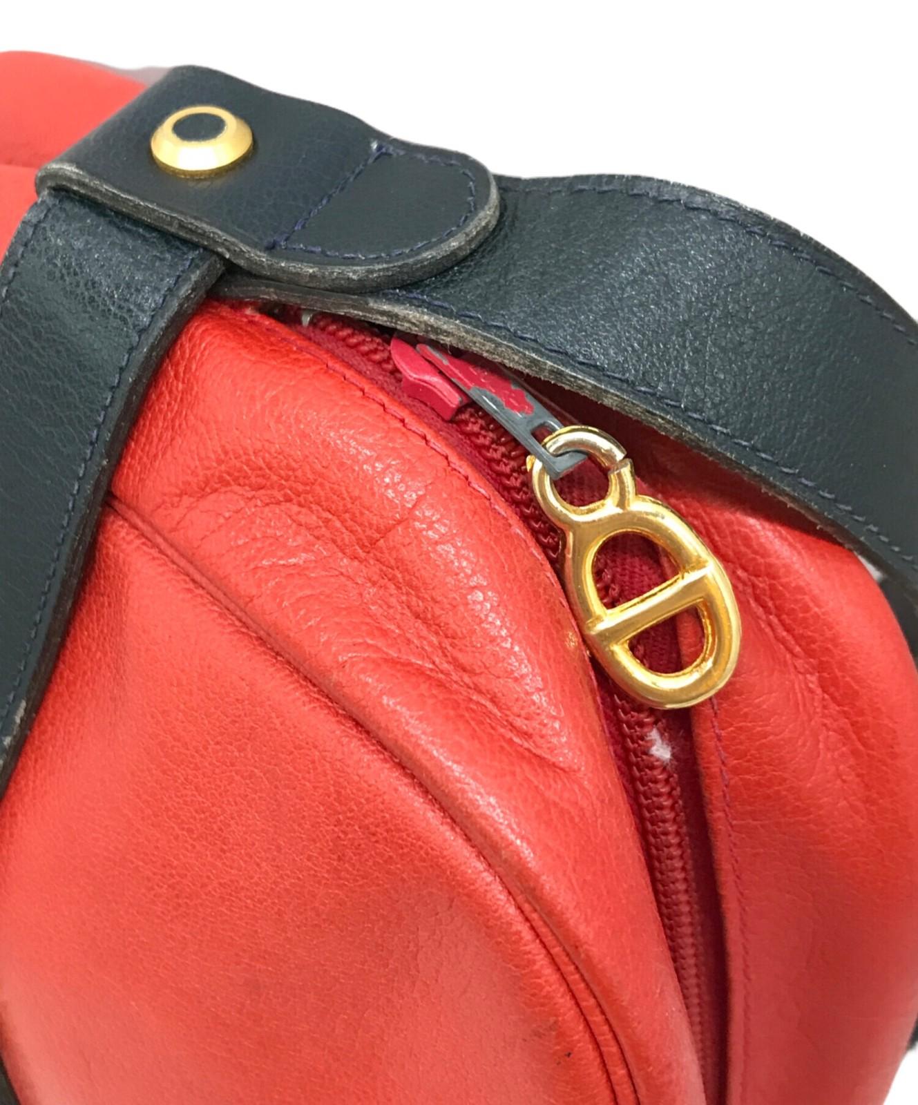 Christian Dior Shoulder Bag Purse CD Leather Red Authentic