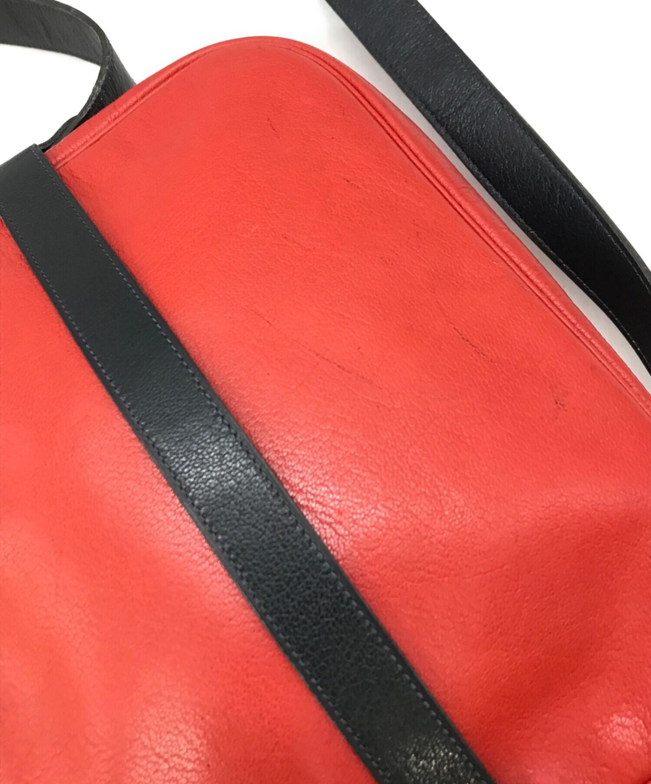 Christian Dior Shoulder Bag Purse CD Leather Red Authentic