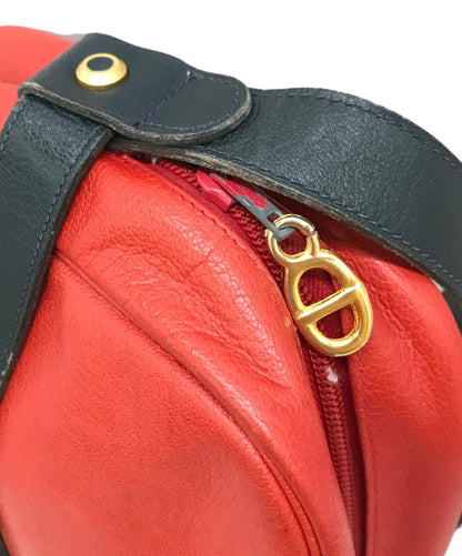 Christian Dior Shoulder Bag Purse CD Leather Red Authentic