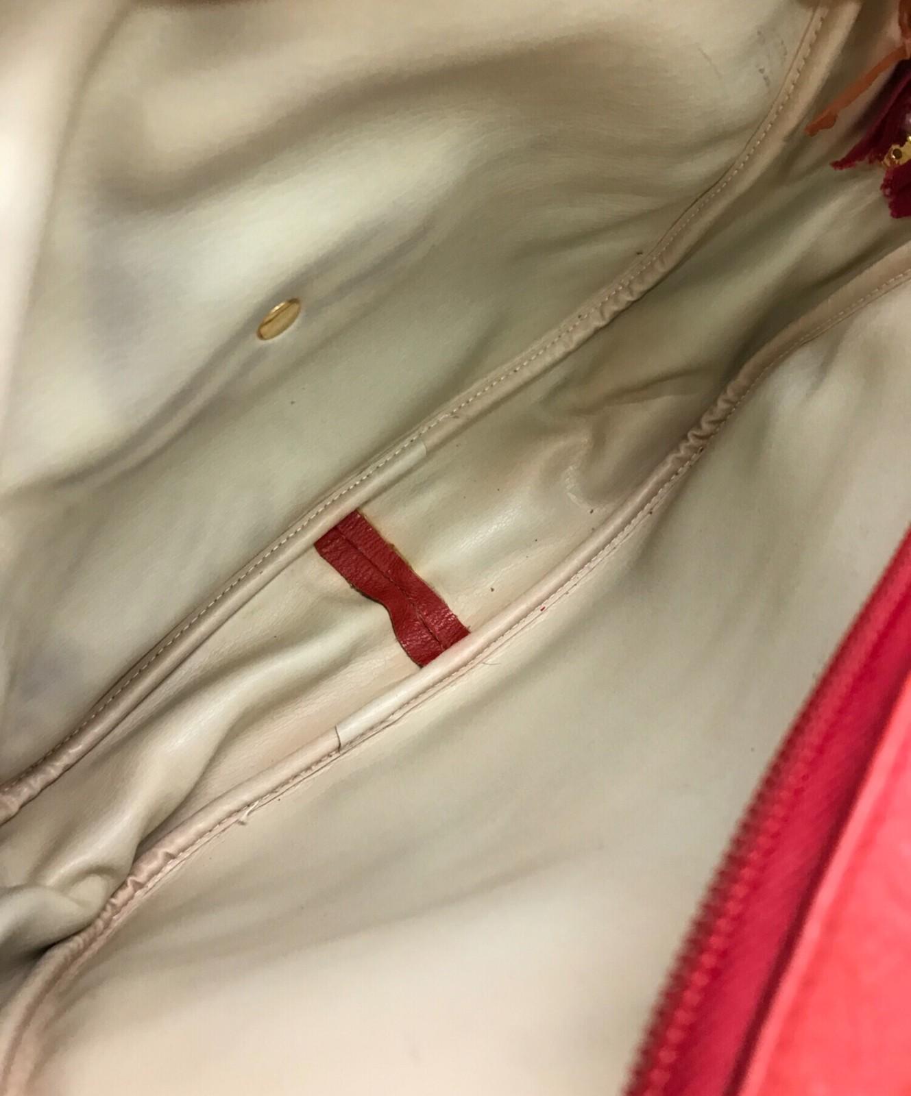 Christian Dior Shoulder Bag Purse CD Leather Red Authentic