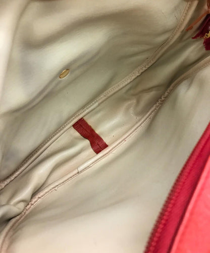 Christian Dior Shoulder Bag Purse CD Leather Red Authentic