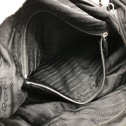 PRADA Shoulder Bag Purse Logo Nylon Leather Black Authentic