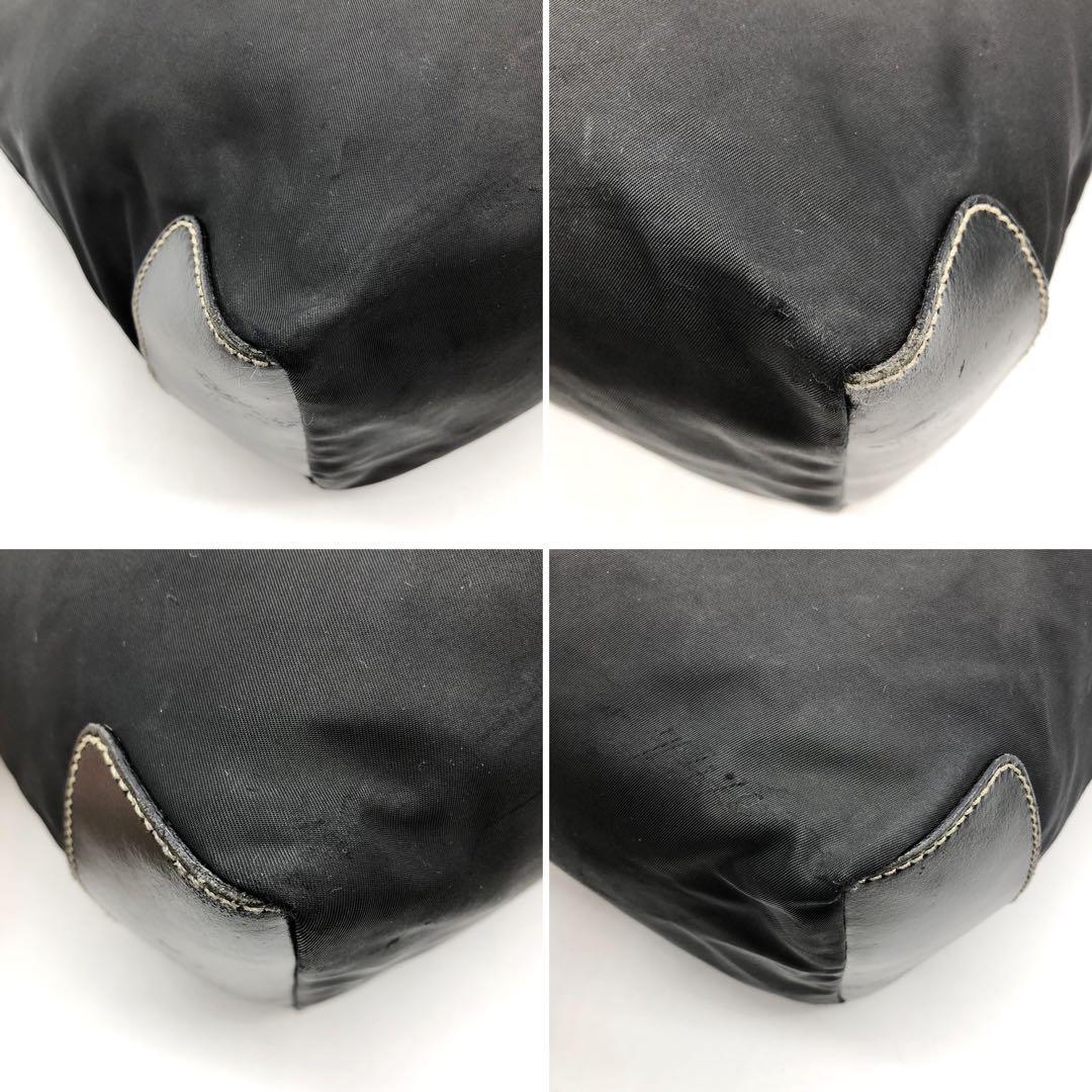 PRADA Shoulder Bag Purse Logo Nylon Leather Black Authentic