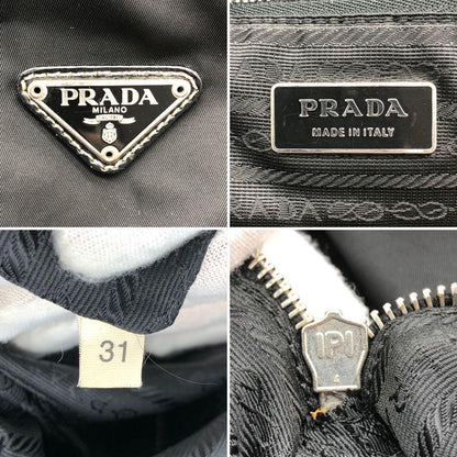 PRADA Shoulder Bag Purse Logo Nylon Leather Black Authentic