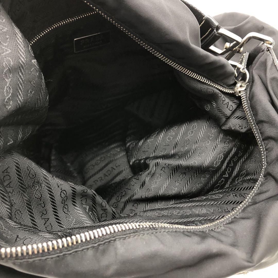 PRADA Shoulder Bag Purse Logo Nylon Leather Black Authentic