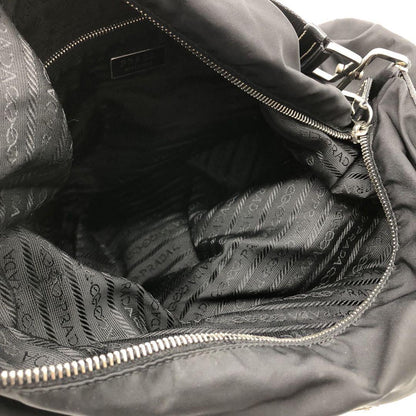 PRADA Shoulder Bag Purse Logo Nylon Leather Black Authentic