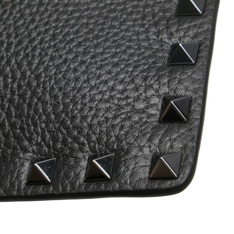 Valentino Clutch Bag Second Bag Rockstuds Leather Black Authentic