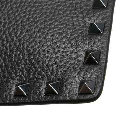 Valentino Clutch Bag Second Bag Rockstuds Leather Black Authentic