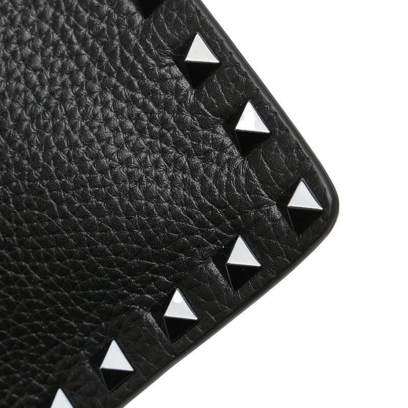 Valentino Clutch Bag Second Bag Rockstuds Leather Black Authentic