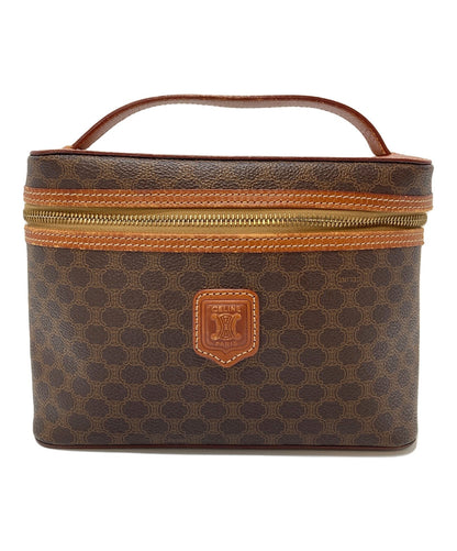 CELINE Vanity Bag Pouch Hand Bag Tote Purse Macadam Brown Authentic