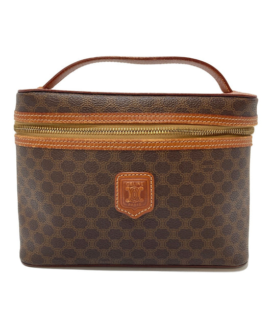 CELINE Vanity Bag Pouch Hand Bag Tote Purse Macadam Brown Authentic