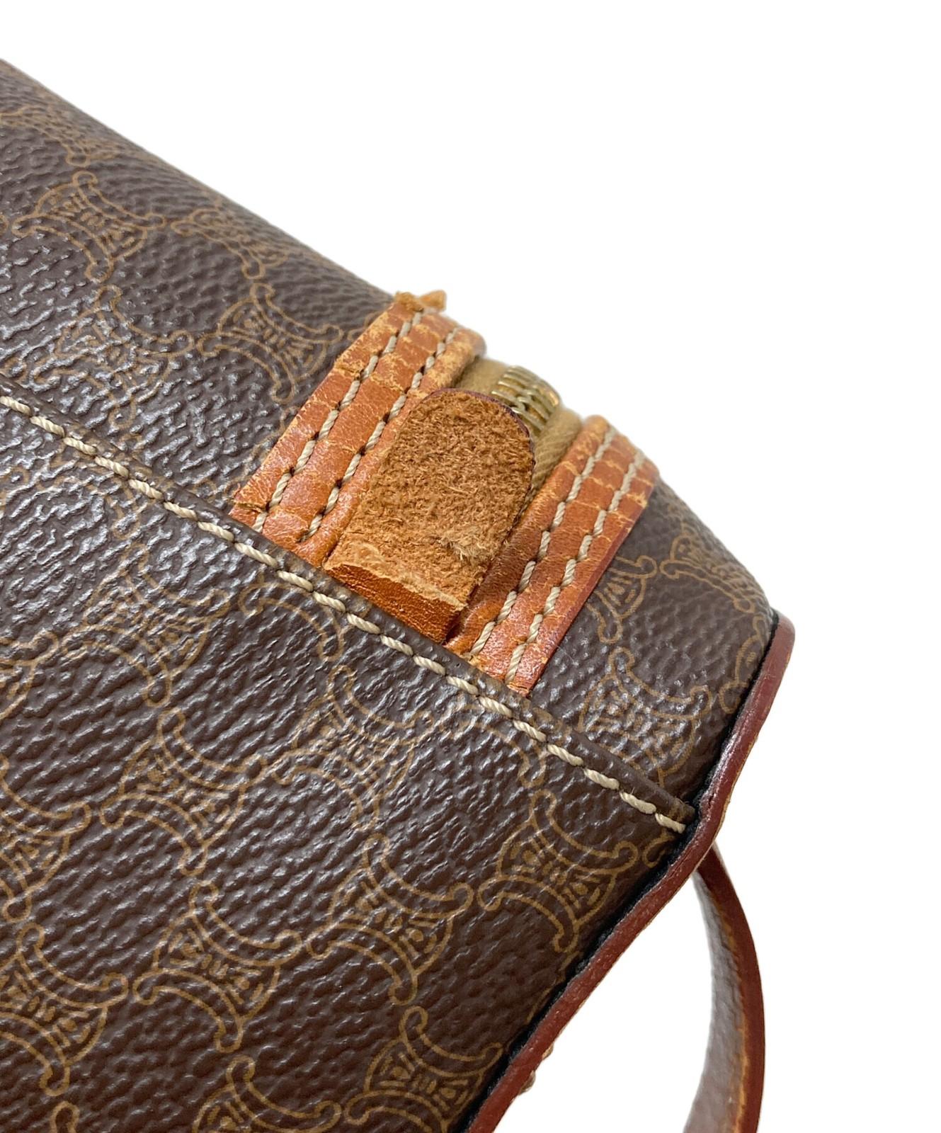 CELINE Vanity Bag Pouch Hand Bag Tote Purse Macadam Brown Authentic