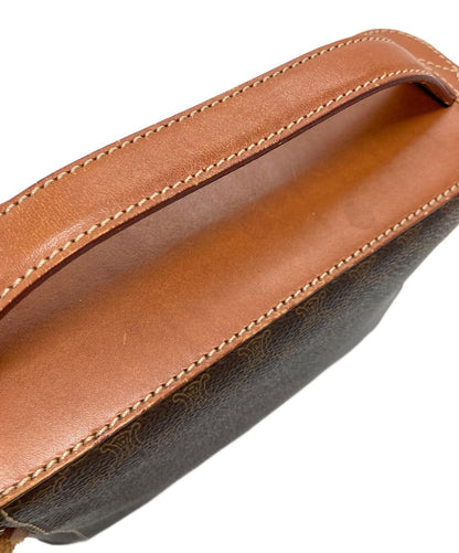 CELINE Vanity Bag Pouch Hand Bag Tote Purse Macadam Brown Authentic