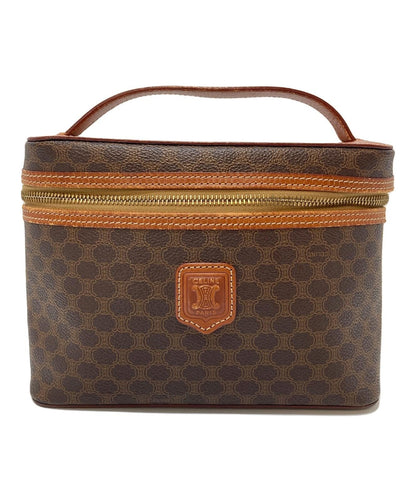 CELINE Vanity Bag Pouch Hand Bag Tote Purse Macadam Brown Authentic