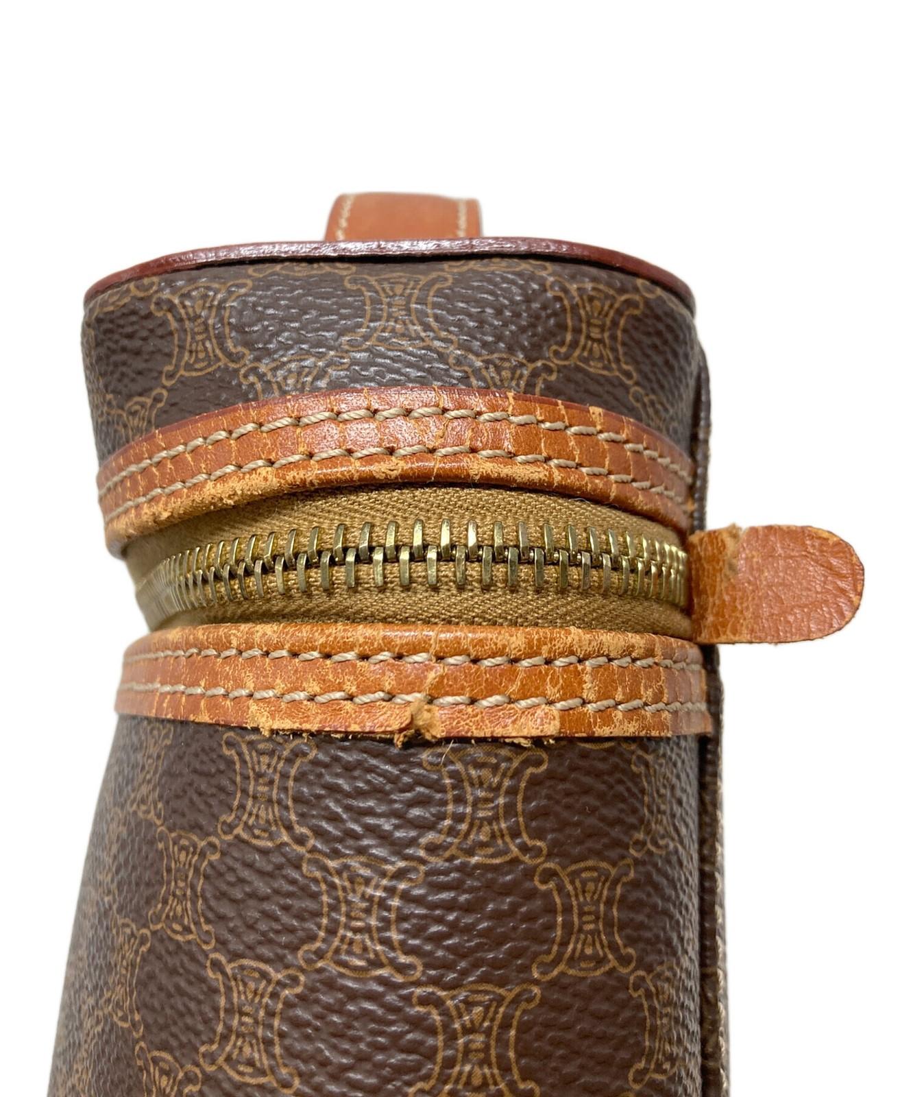 CELINE Vanity Bag Pouch Hand Bag Tote Purse Macadam Brown Authentic