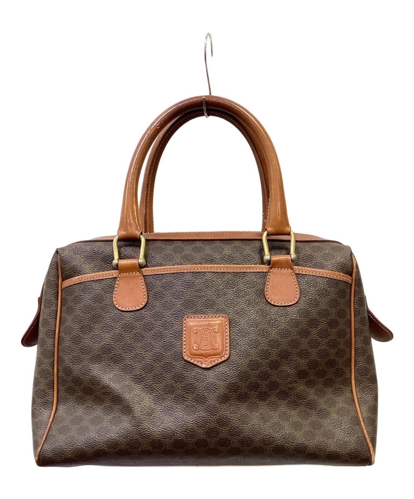 CELINE Mini Boston Bag Hand Tote Purse Macadam Brown Authentic