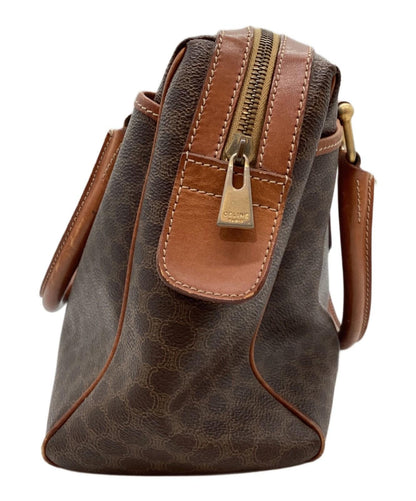 CELINE Mini Boston Bag Hand Tote Purse Macadam Brown Authentic