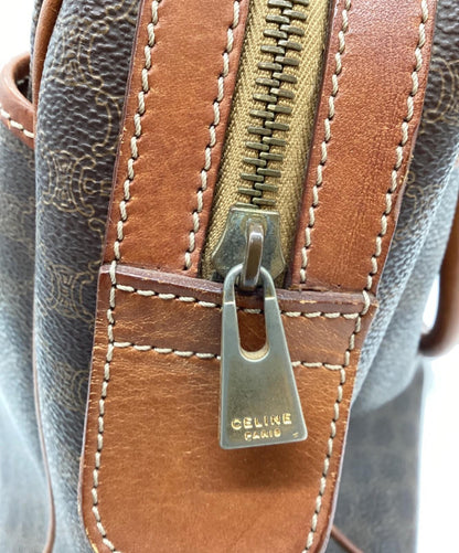 CELINE Mini Boston Bag Hand Tote Purse Macadam Brown Authentic