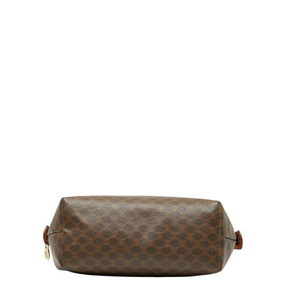 CELINE Accessory Pouch Hand Pouch Macadam PVC Leather Brown Authentic