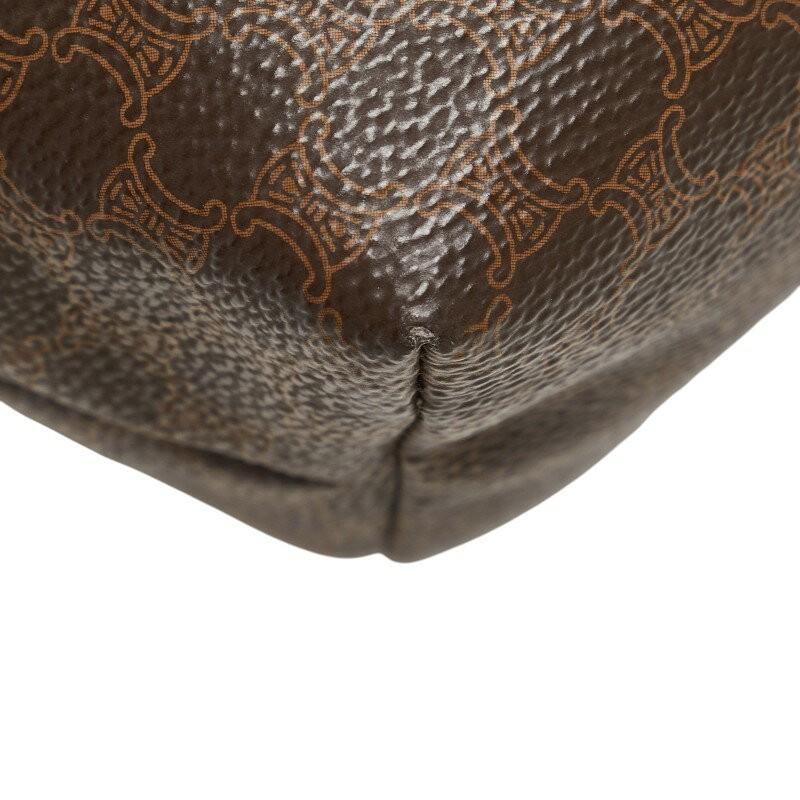 CELINE Accessory Pouch Hand Pouch Macadam PVC Leather Brown Authentic