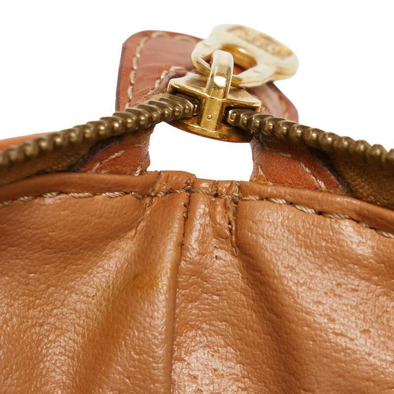 CELINE Accessory Pouch Hand Pouch Macadam PVC Leather Brown Authentic